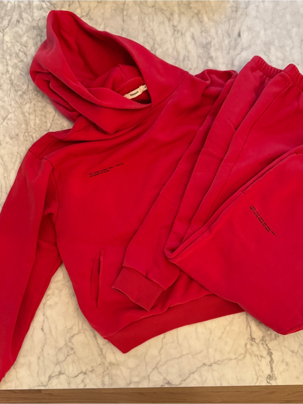 Pangaia Red Hoodie + Track Pants Matching Set Organic Cotton Size M